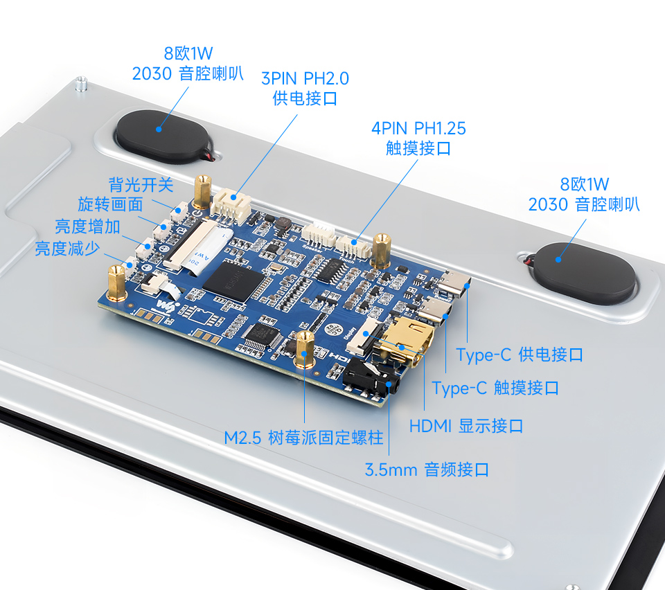 8 英寸高色域触摸显示器接口简介