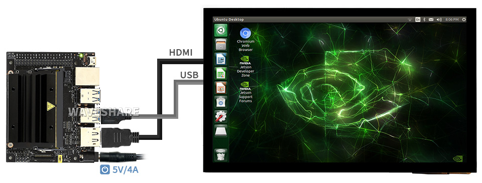 10.1英寸触控屏接入人工智能板Jetson Nano
