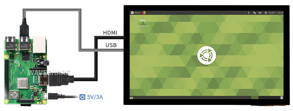 10.1英寸触控屏接入树莓派Raspberry Pi 3B+