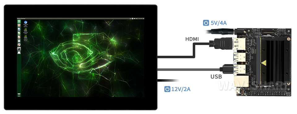 10.1英寸触控屏接入人工智能板Jetson Nano