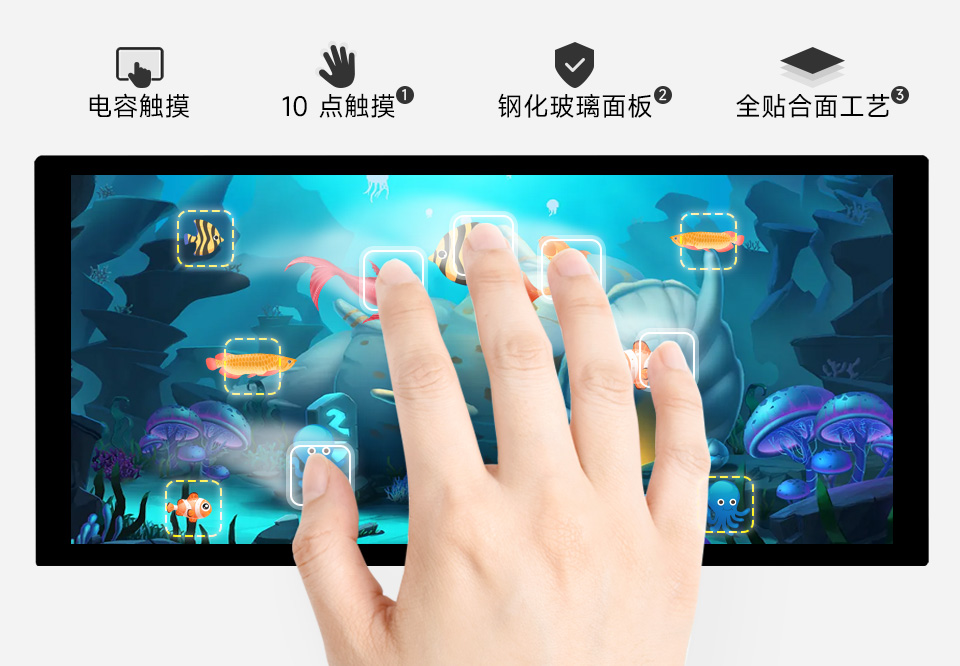 10.4 英寸 QLED 触控屏电容式 10 点触摸