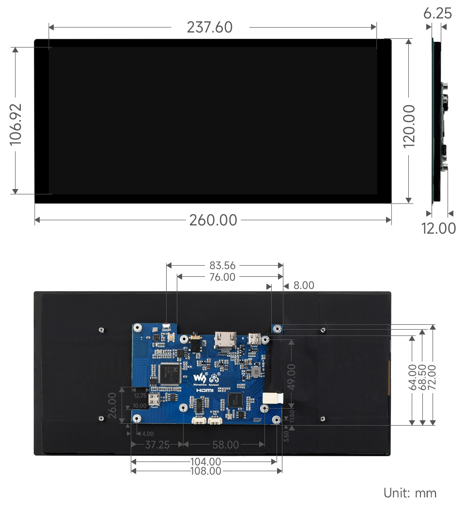 10.4 英寸 QLED 触控屏产品尺寸