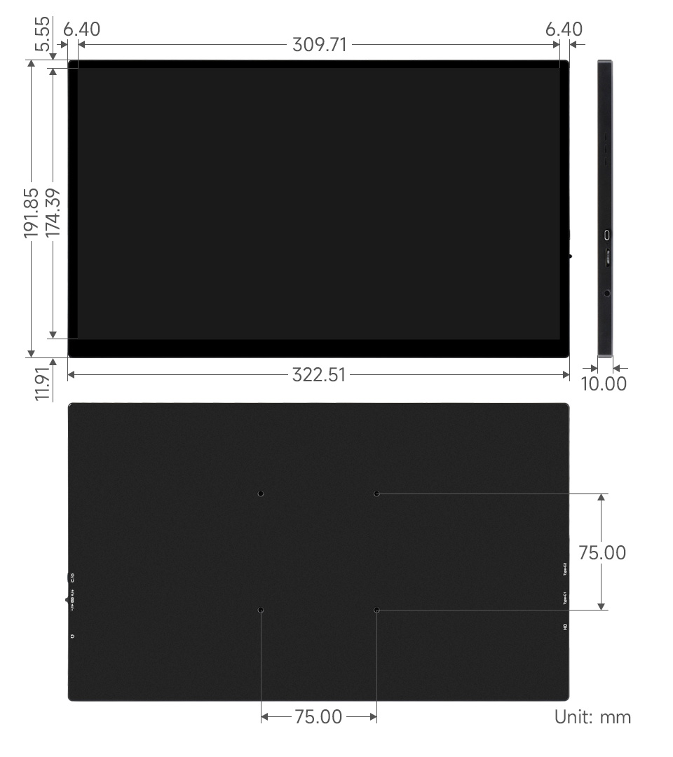 14寸便携式显示器产品尺寸