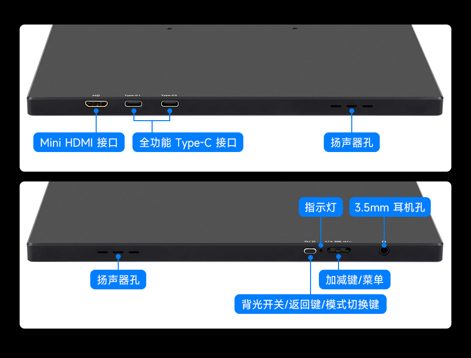 16 英寸便携式显示器接口介绍