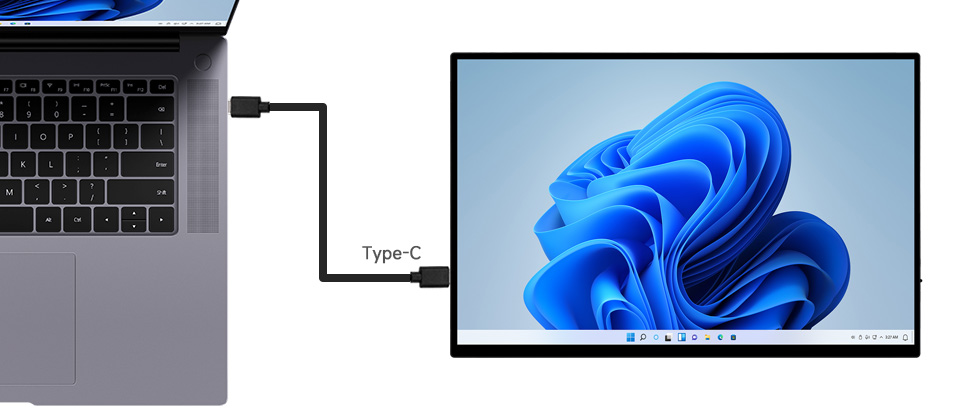 16 英寸便携式显示器接入计算机