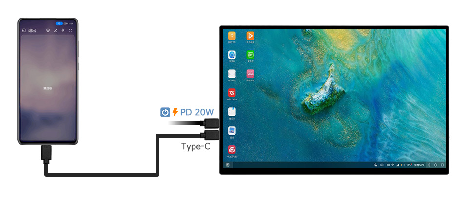 16 英寸便携式显示器接入手机