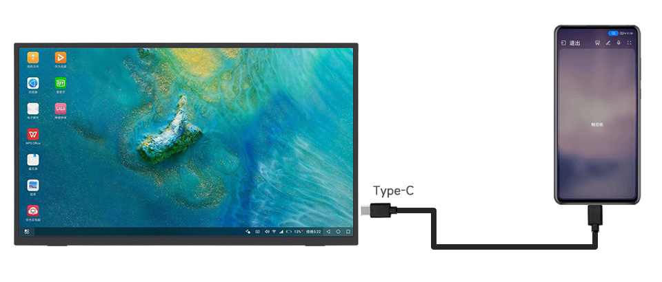 18.5 英寸 4K 便携式显示器 连接到手机
