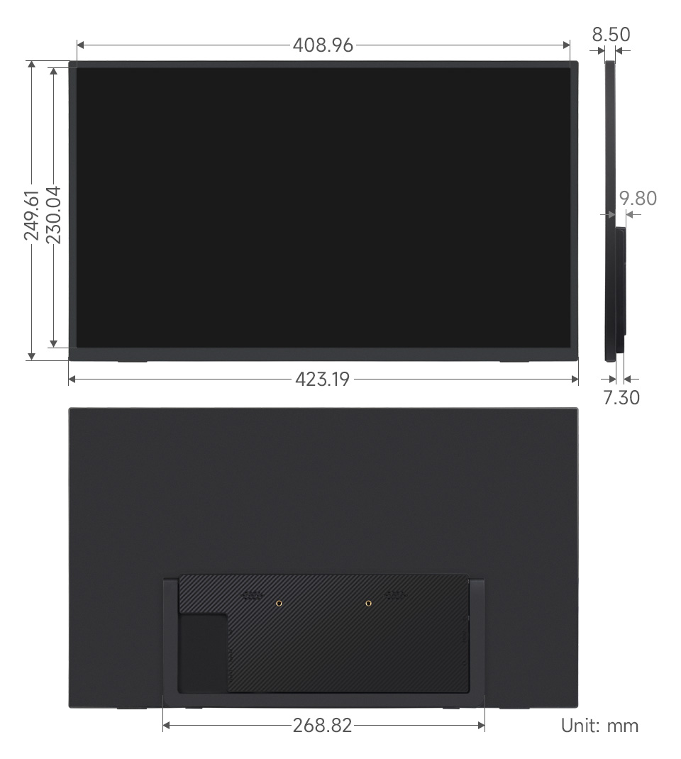 18.5 英寸便携式显示器HDR产品尺寸