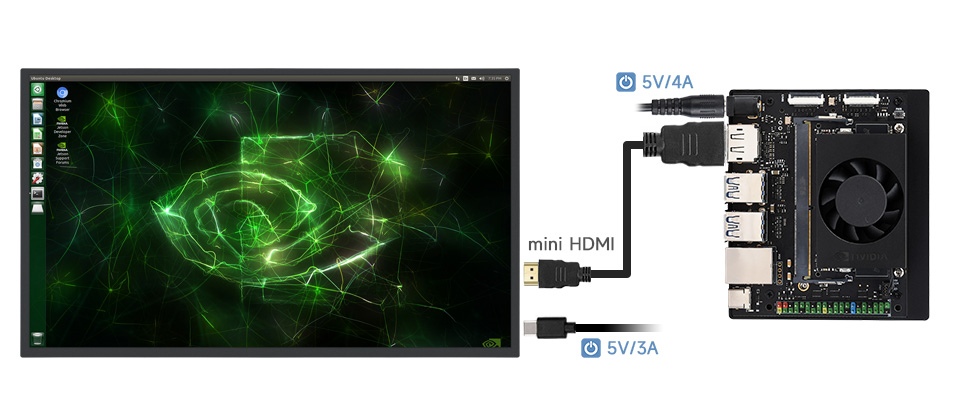 21.5 英寸便携式显示器 连接到英伟达 Jetson Orin