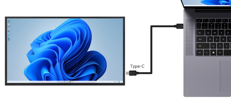 24.5 英寸 2K 便携式显示器 连接到笔记本电脑