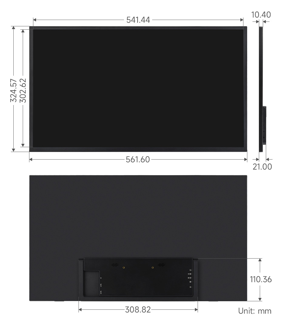 24.5 英寸 2K 便携式显示器 外观尺寸