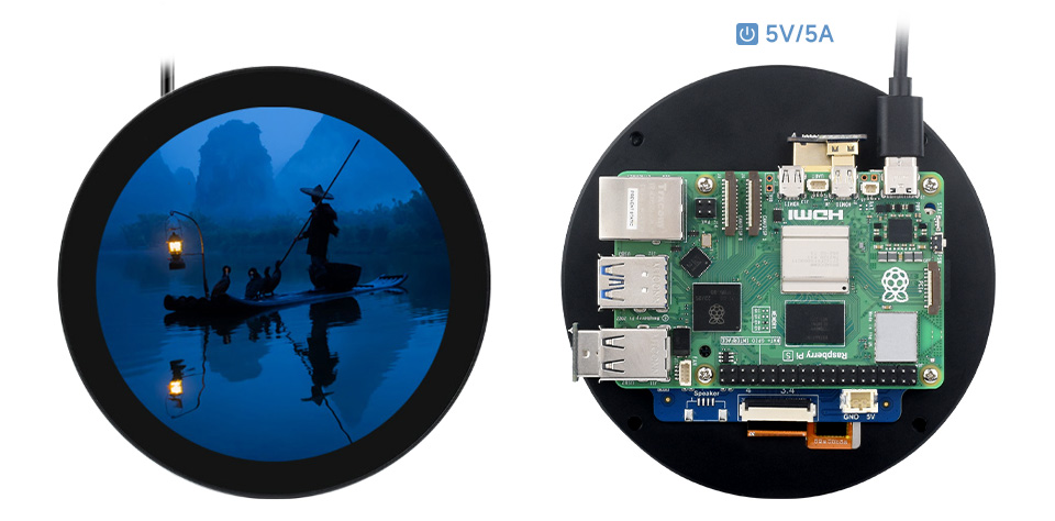 5 英寸圆形触控屏接入树莓派 4B