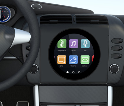 3.4 英寸圆形触控屏车载设备