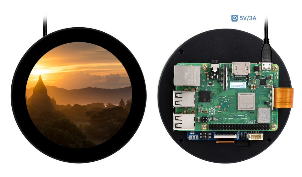 3.4 英寸圆形触控屏接入树莓派 CM4