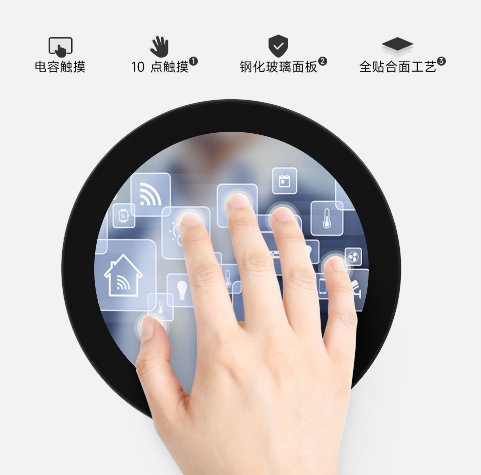 5 英寸圆形触控屏电容式十点触摸