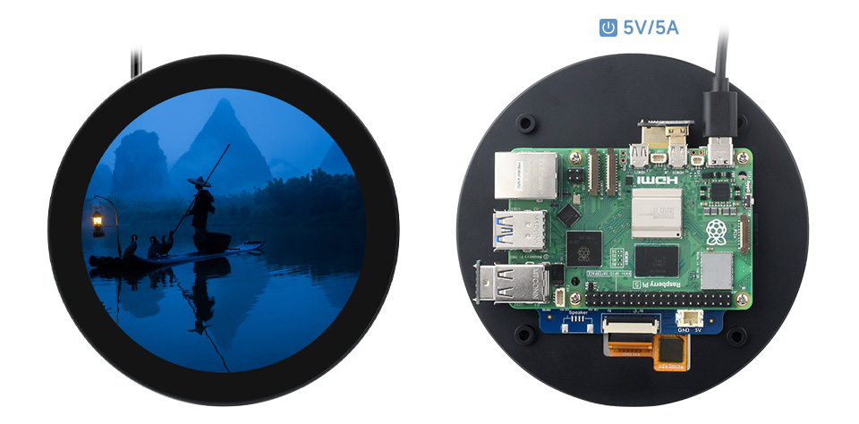 5 英寸圆形触控屏接入树莓派 4B