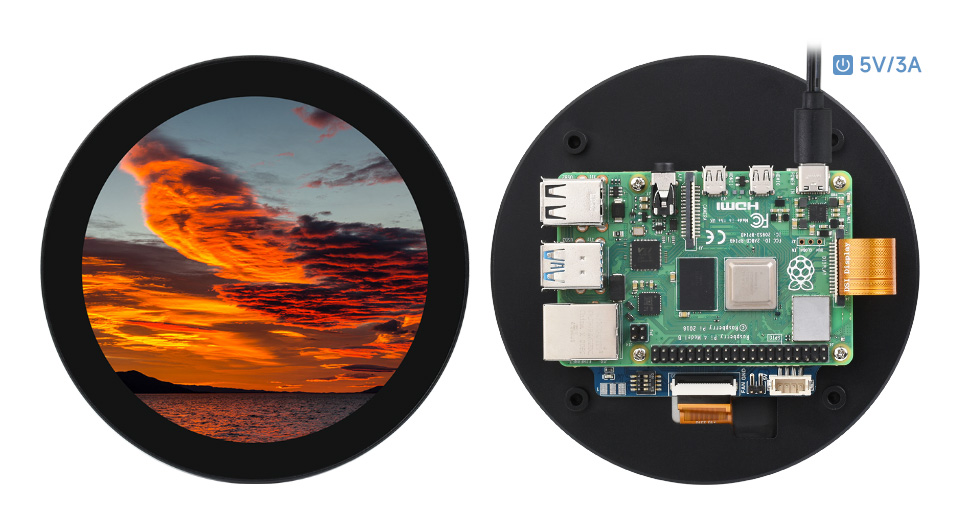 4 英寸圆形触控屏接入树莓派 4B