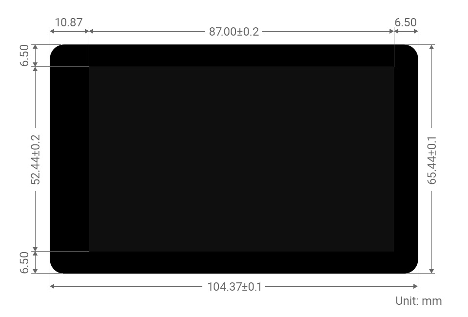 4 英寸 DSI 触控屏产品尺寸