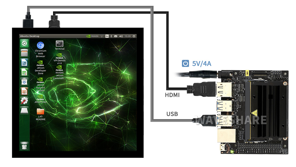4 英寸触控屏接入人工智能板 Jetson Nano