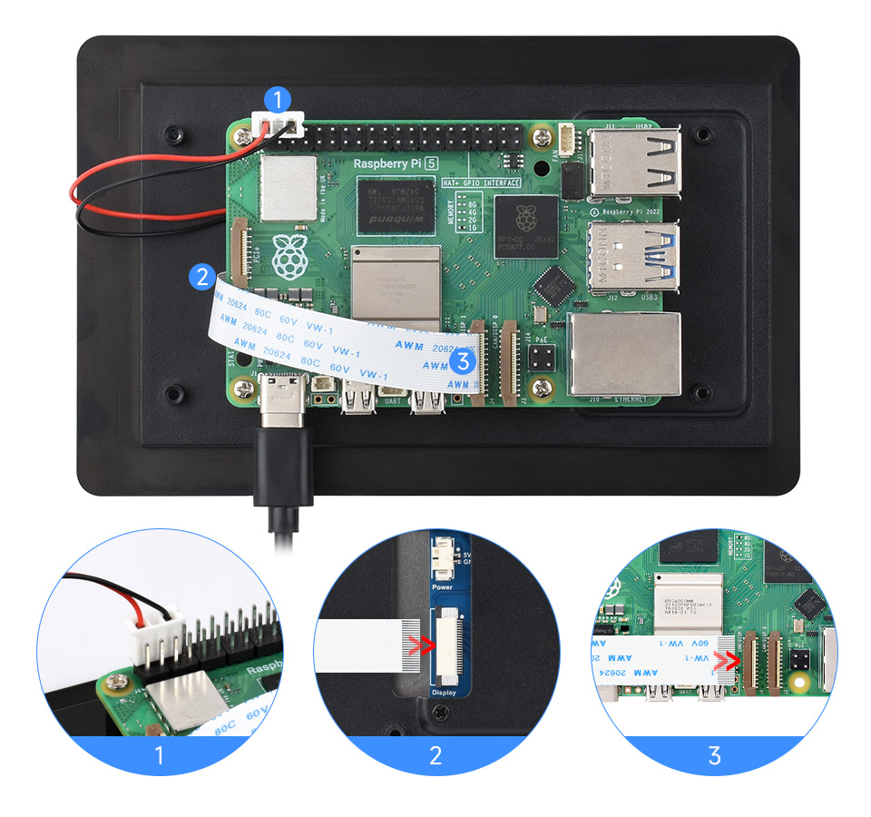 5 英寸 DSI 显示屏/触控屏接入树莓派 5