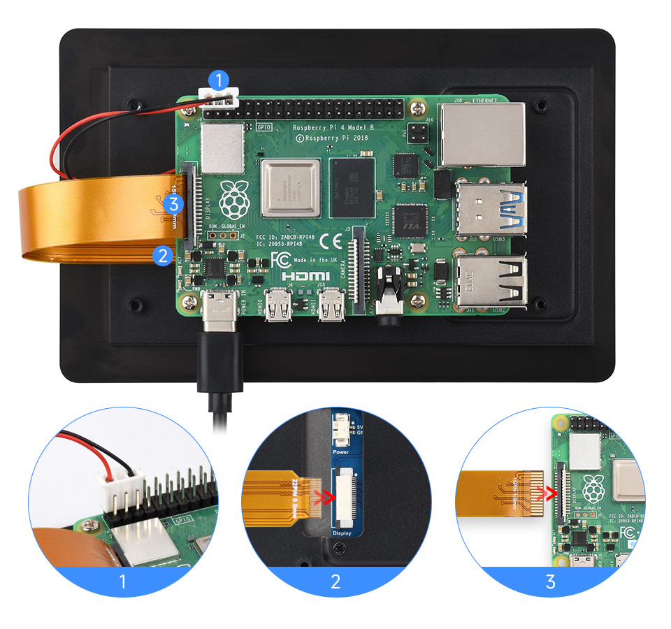 5 英寸 DSI 显示屏/触控屏接入树莓派 4B