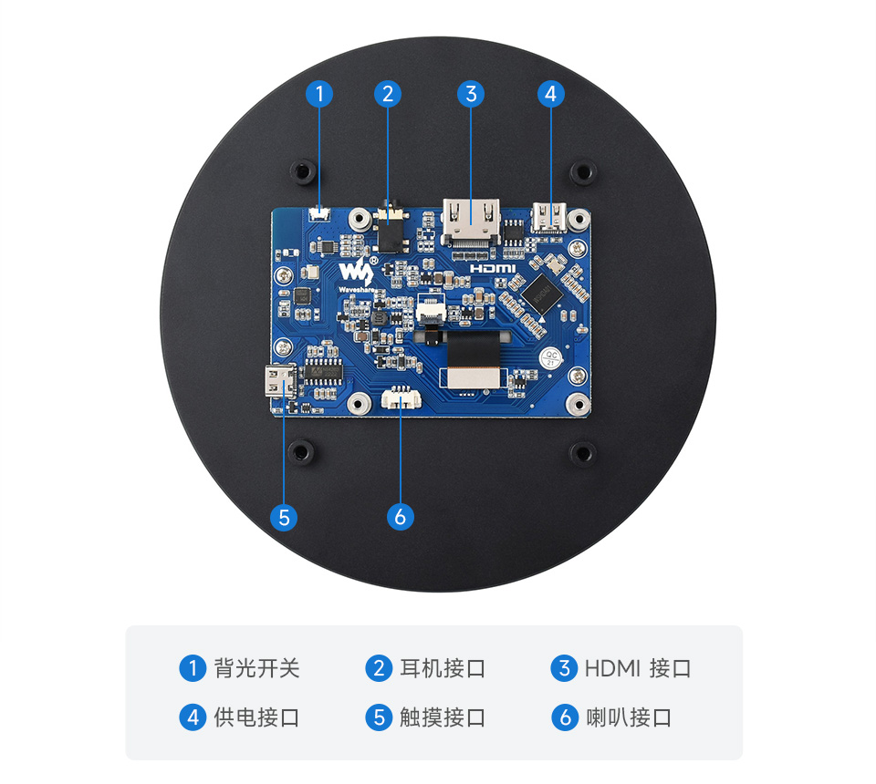 5 英寸圆形触控屏接口简介