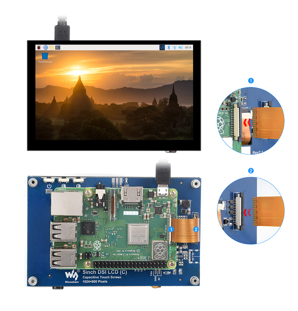 5英寸电容触控屏接入树莓派 Raspberry Pi 3B+