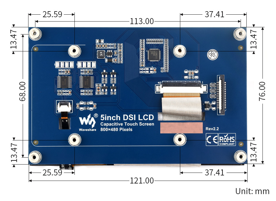 5 英寸 DSI 触控屏产品尺寸
