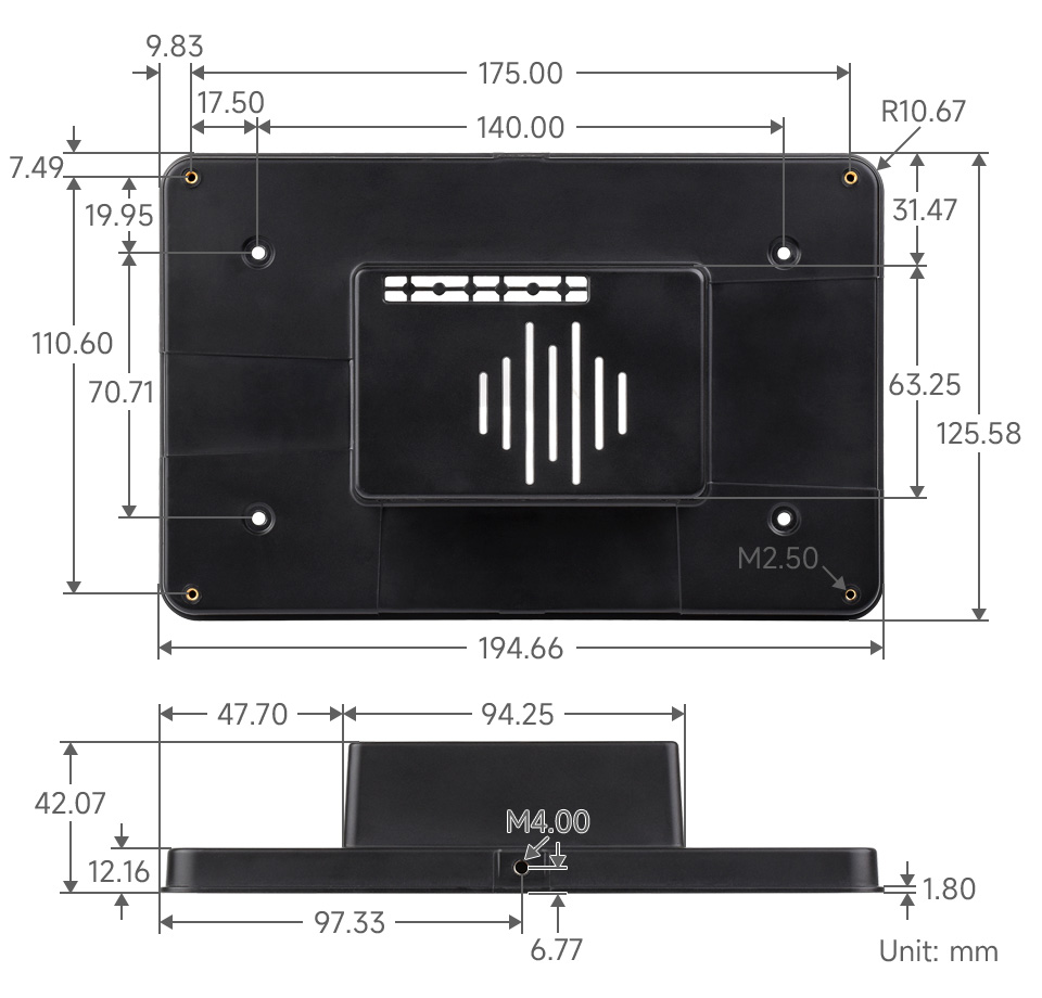 7 英寸 DSI 显示屏/触控屏产品尺寸