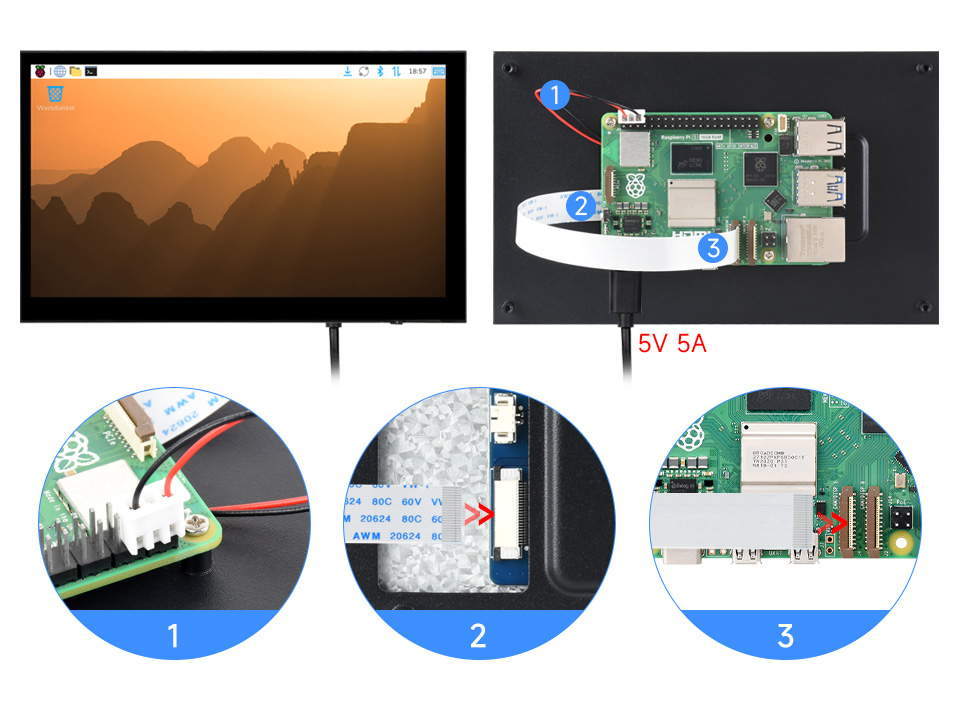 7 英寸 DSI 触控屏接入树莓派 5