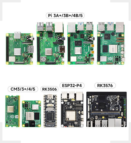 设备及系统支持，支持Raspberry Pi、RK3576、RK3506、ESP32-P4等主控板