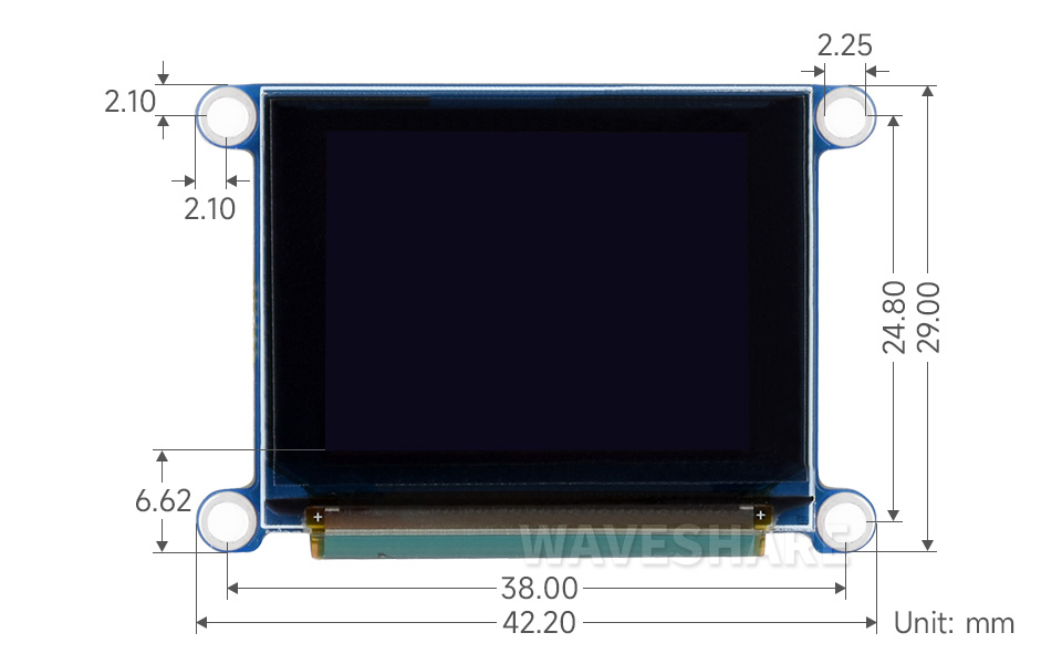 1.27 英寸 OLED 模块产品尺寸