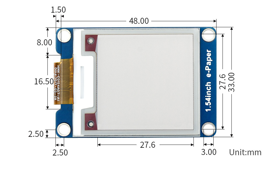 1.54英寸电子墨水屏尺寸