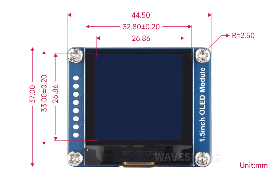 1.5 英寸 OLED 模块产品尺寸