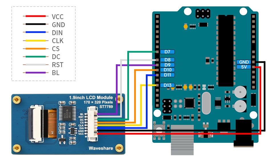1.9 英寸 LCD 扩展板接入Arduino主板