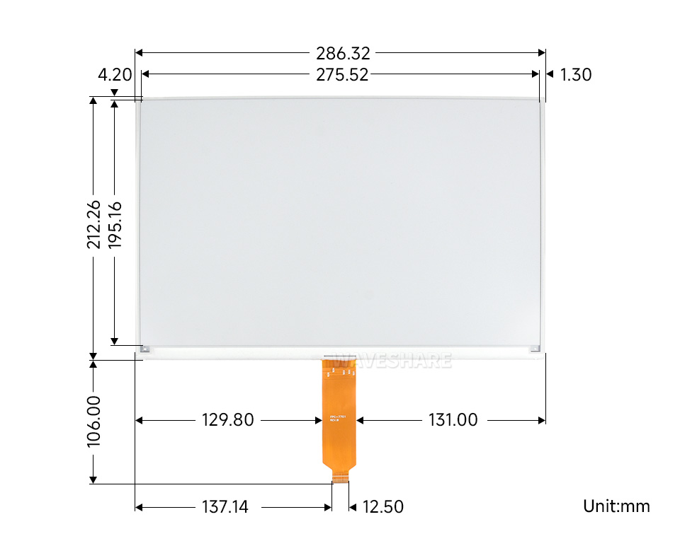 13.3 英寸电子墨水屏尺寸
