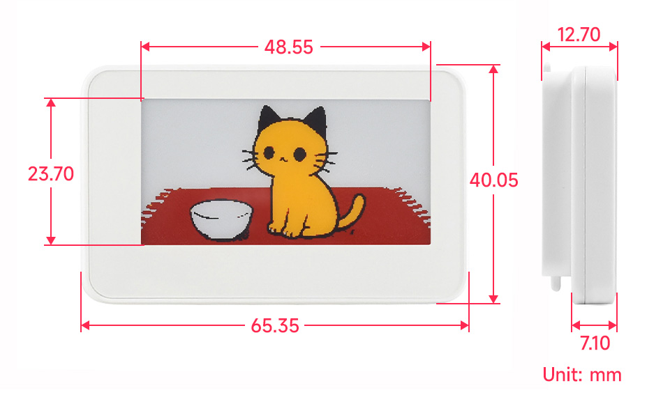 2.13英寸无源NFC电子墨水屏产品尺寸