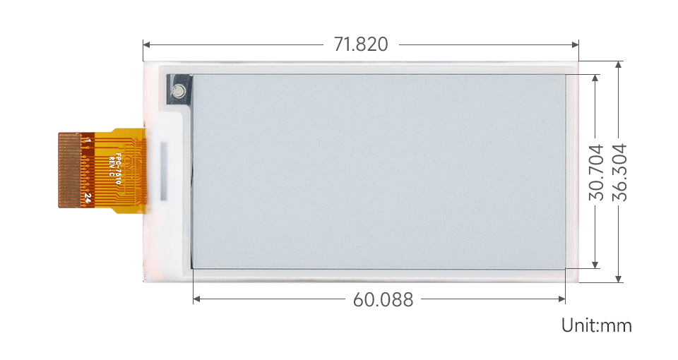 2.66英寸电子墨水屏尺寸