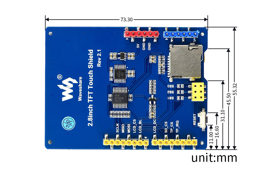 2.8英寸TFT电阻触摸屏尺寸