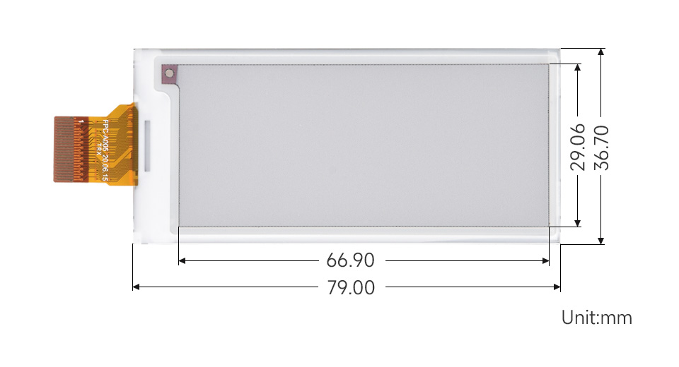 2.9 英寸电子墨水屏产品尺寸
