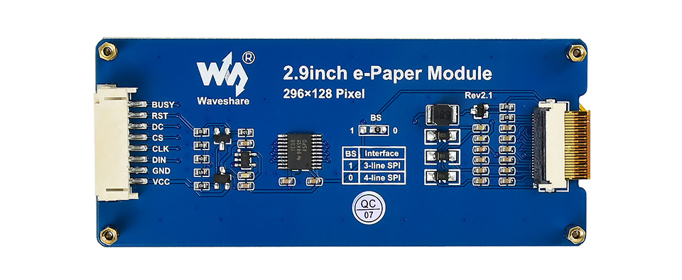 2.9英寸电子墨水屏的SPI控制接口