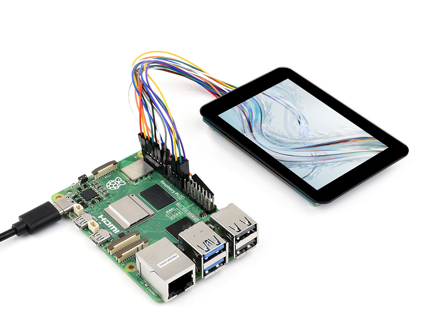 3.5 英寸触摸  LCD 扩展板接入树莓派主板<