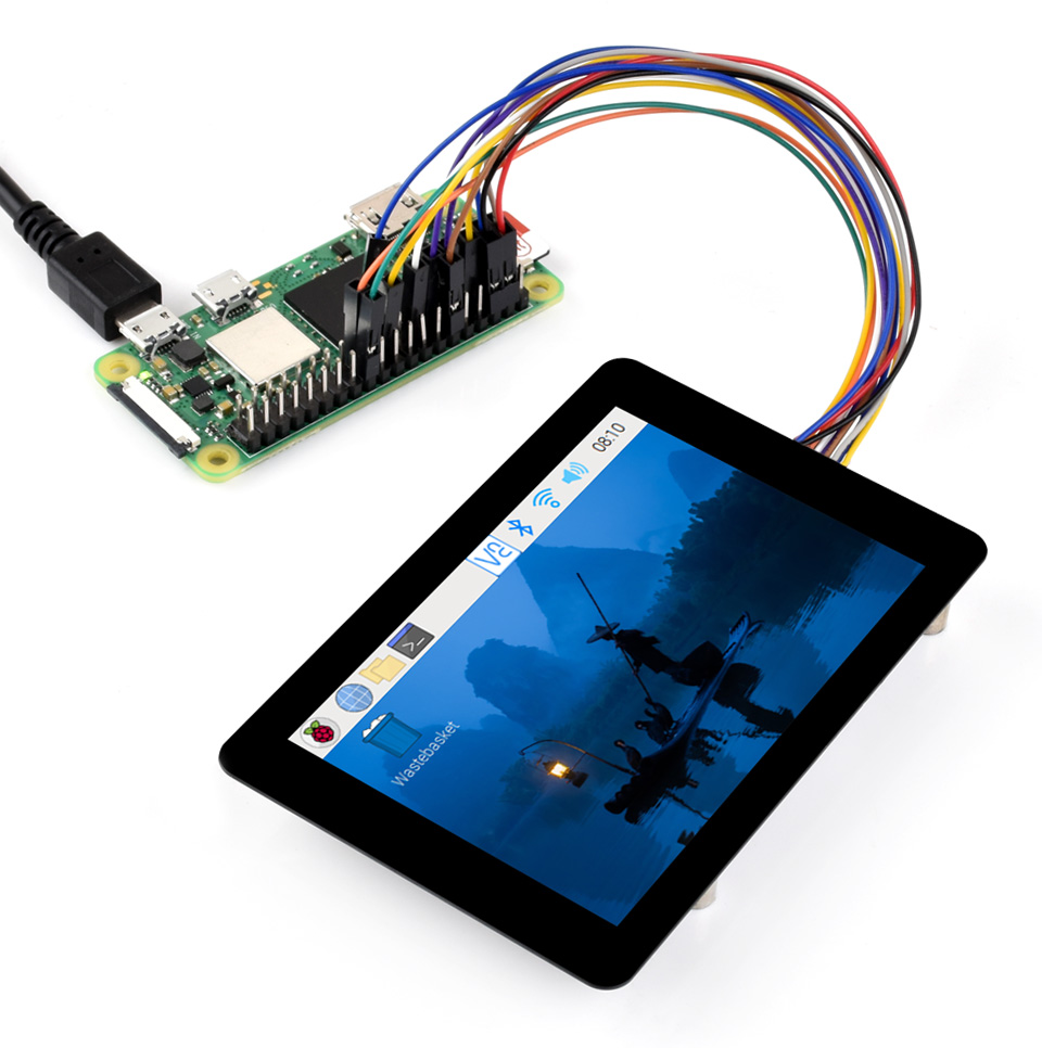 3.5 英寸触摸  LCD 扩展板接入树莓派主板<