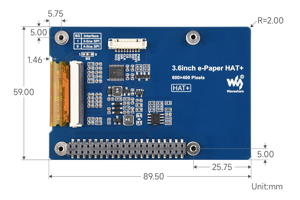 3.6 英寸电子墨水屏尺寸