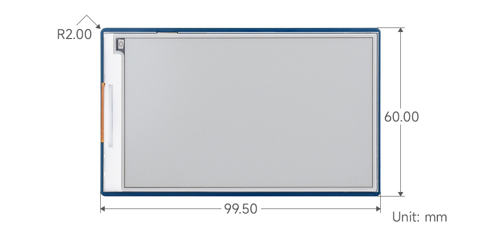 3.97 英寸红黄黑白四色电子墨水屏模块尺寸