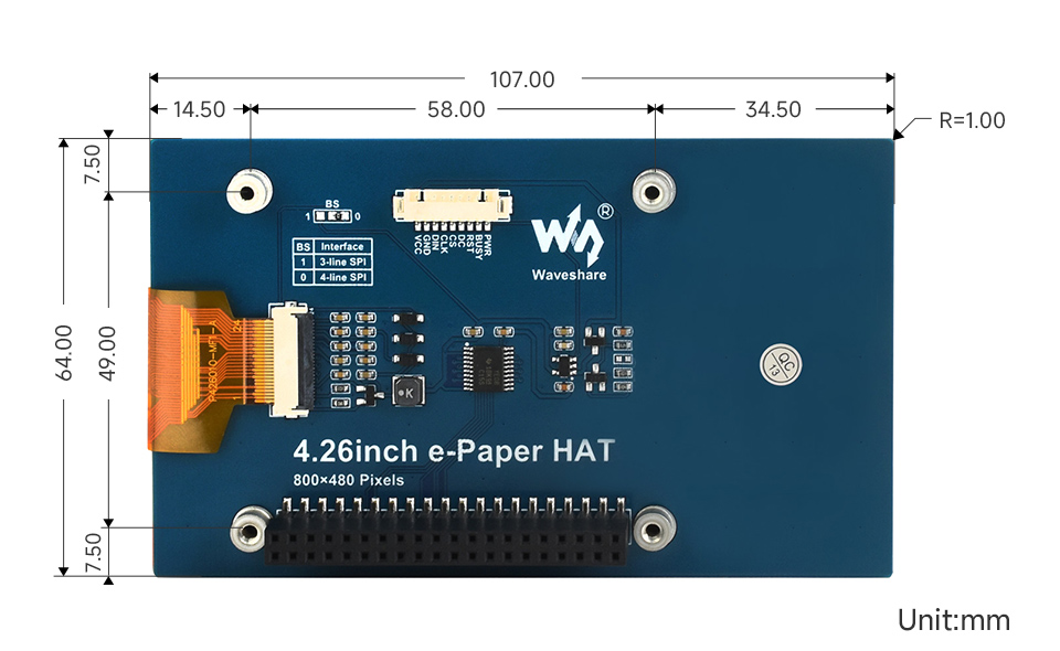 4.2 英寸电子墨水屏产品尺寸