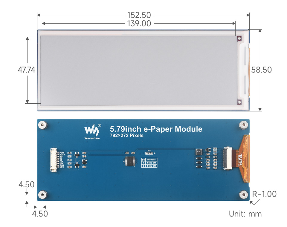 4.2 英寸电子墨水屏产品尺寸