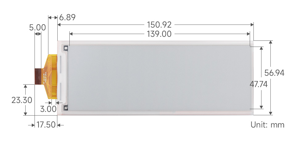 5.79 英寸电子墨水屏产品尺寸