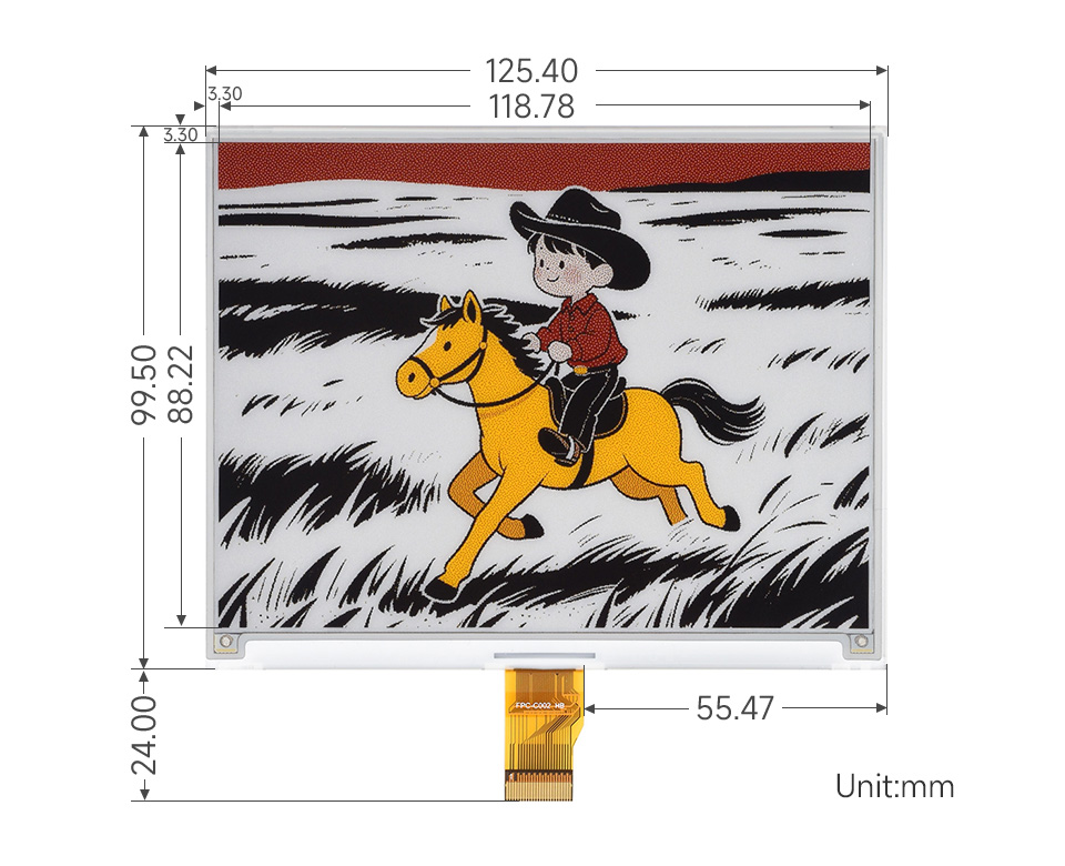 5.83 英寸电子墨水屏模块尺寸