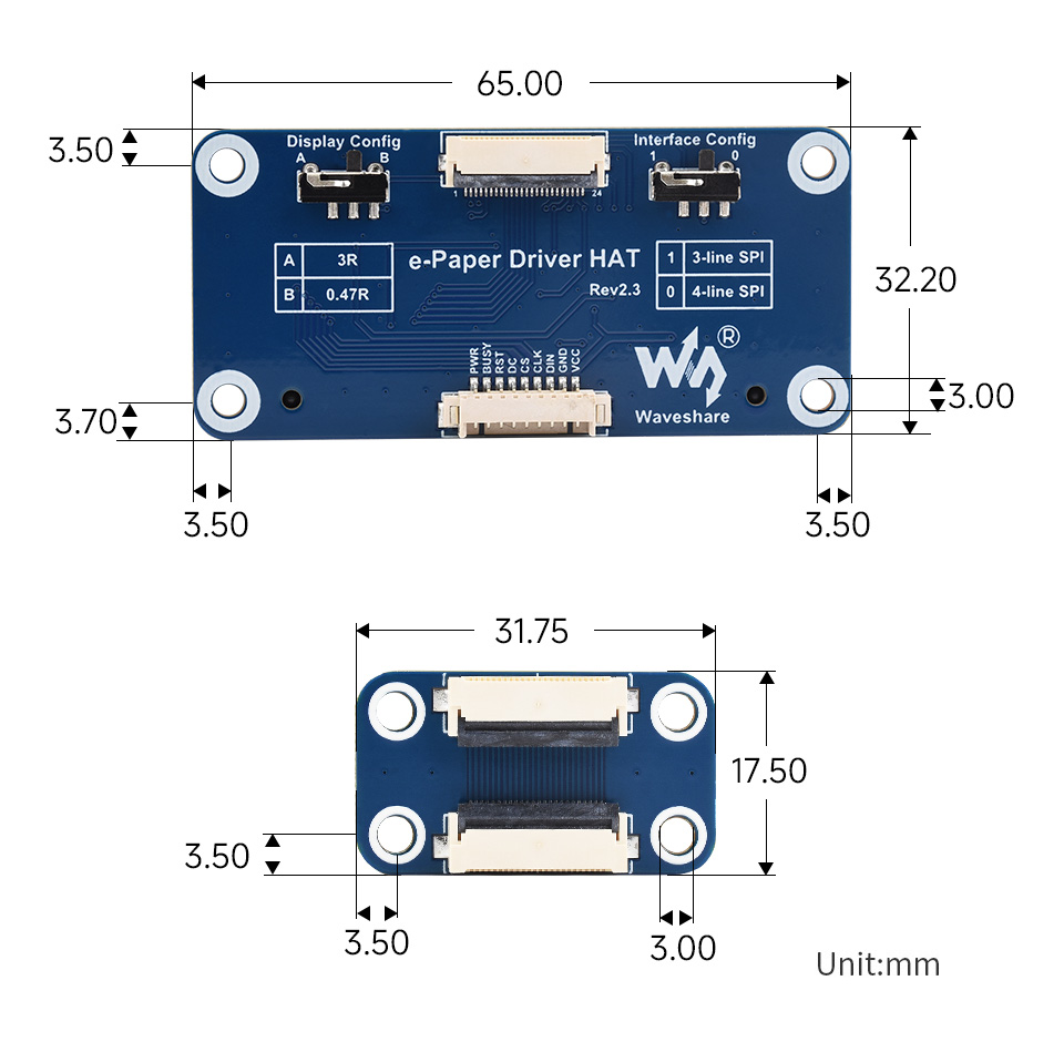 5.83 英寸电子墨水屏模块产品尺寸